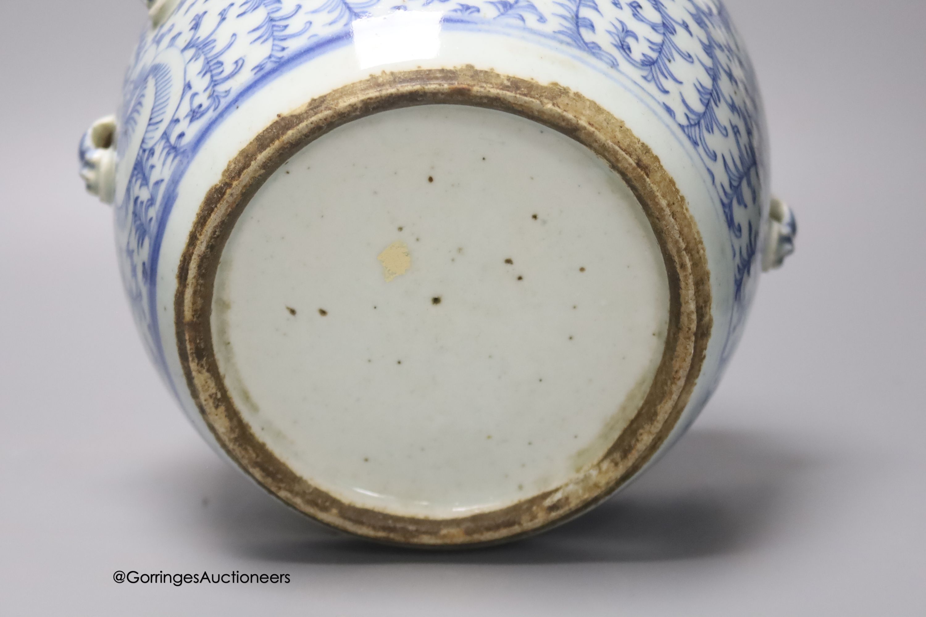 A Chinese Straits blue and white kamcheng and cover, height 23cm